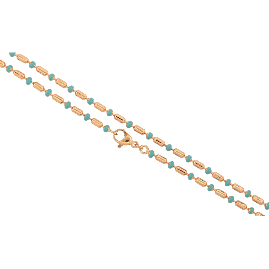 Ланцюжок Xuping колір Позолота 18K "Плетіння Перлина з блакитною емаллю" довжина 44см х 2-3мм фото №1