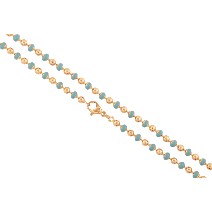 Ланцюжок Xuping колір Позолота 18K "Плетіння Перлина з блакитною емаллю" довжина 45см х 3.5мм фото №22 Ланцюжок Xuping колір Позолота 18K "Плетіння Перлина з блакитною емаллю" довжина 45см х 3.5мм фото №22