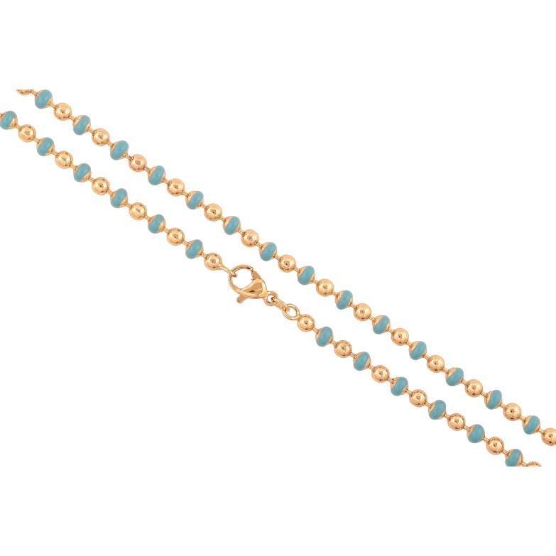 Ланцюжок Xuping колір Позолота 18K "Плетіння Перлина з блакитною емаллю" довжина 45см х 3.5мм фото №2 Ланцюжок Xuping колір Позолота 18K "Плетіння Перлина з блакитною емаллю" довжина 45см х 3.5мм фото №2
