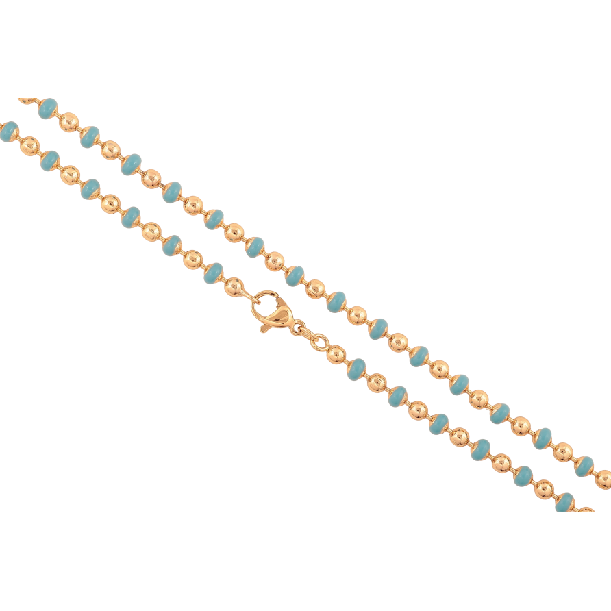 Ланцюжок Xuping колір Позолота 18K "Плетіння Перлина з блакитною емаллю" довжина 45см х 3.5мм фото №1 Ланцюжок Xuping колір Позолота 18K "Плетіння Перлина з блакитною емаллю" довжина 45см х 3.5мм фото №1