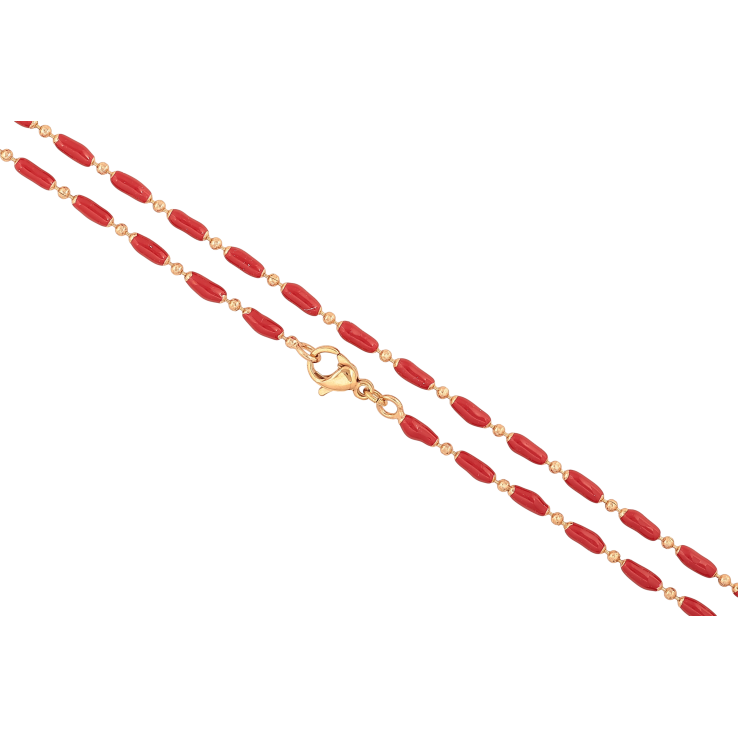 Ланцюжок Xuping колір Позолота 18K "Плетіння Перлина з червоною емаллю" довжина 45см х 1.5-3мм фото №3 Ланцюжок Xuping колір Позолота 18K "Плетіння Перлина з червоною емаллю" довжина 45см х 1.5-3мм фото №3