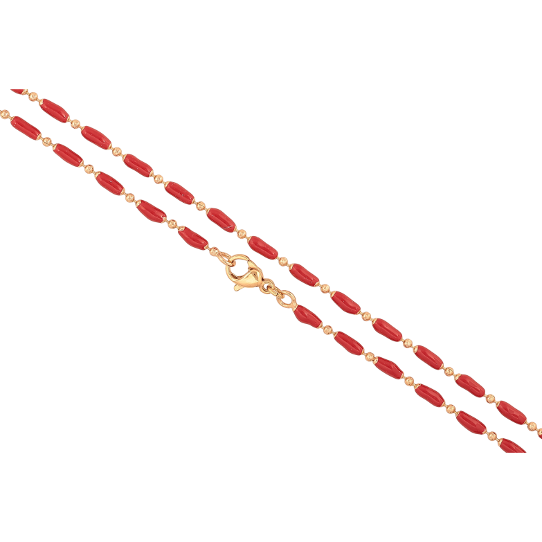 Ланцюжок Xuping колір Позолота 18K "Плетіння Перлина з червоною емаллю" довжина 45см х 1.5-3мм фото №3 Ланцюжок Xuping колір Позолота 18K "Плетіння Перлина з червоною емаллю" довжина 45см х 1.5-3мм фото №3