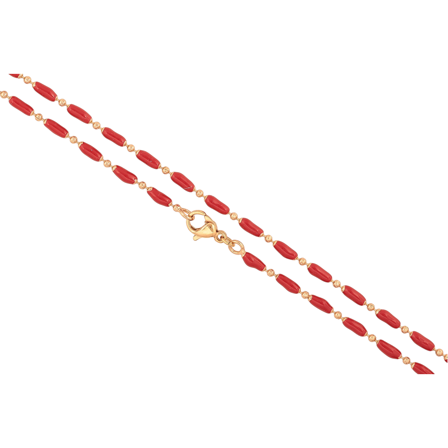Ланцюжок Xuping колір Позолота 18K "Плетіння Перлина з червоною емаллю" довжина 45см х 1.5-3мм фото №1 Ланцюжок Xuping колір Позолота 18K "Плетіння Перлина з червоною емаллю" довжина 45см х 1.5-3мм фото №1