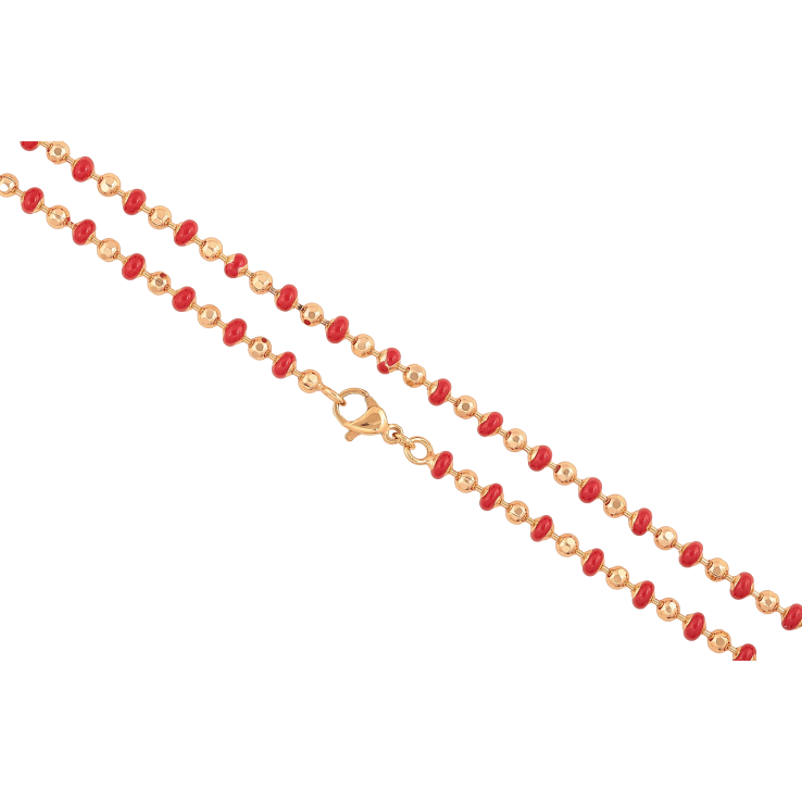 Ланцюжок Xuping колір Позолота 18K "Плетіння Перлина з червоною емаллю" довжина 44см х 3-4мм фото №7 Ланцюжок Xuping колір Позолота 18K "Плетіння Перлина з червоною емаллю" довжина 44см х 3-4мм фото №7