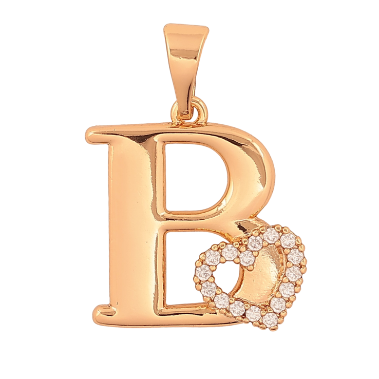 Кулон Xuping цвет Позолота 18K "Буква B с сердечком" для цепочки до 7мм фото №12