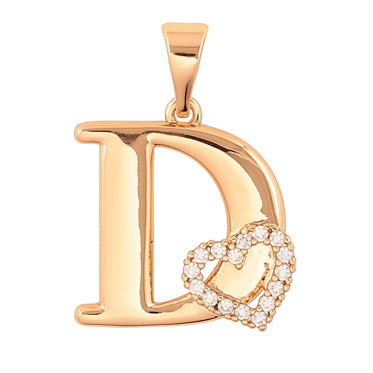 Кулон Xuping цвет Позолота 18K "Буква D с сердечком" для цепочки до 7мм фото №14