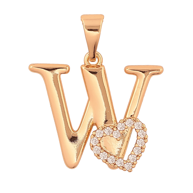 Кулон Xuping колір Позолота 18K "Літера W з серцем" для ланцюжка до 7мм фото №25