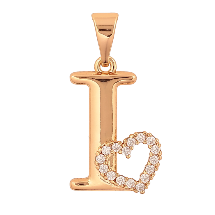 Кулон Xuping цвет Позолота 18K "Буква I с сердечком" для цепочки до 7мм фото №18