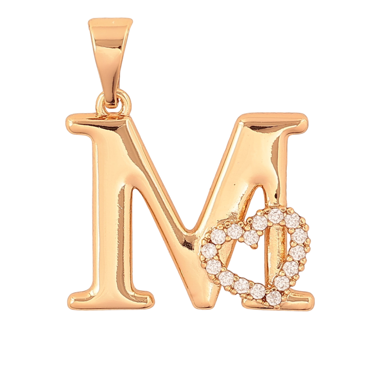 Кулон Xuping цвет Позолота 18K "Буква M с сердечком" для цепочки до 7мм фото №22