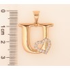 Кулон Xuping цвет Позолота 18K "Буква U с сердечком" для цепочки до 7мм фото №2