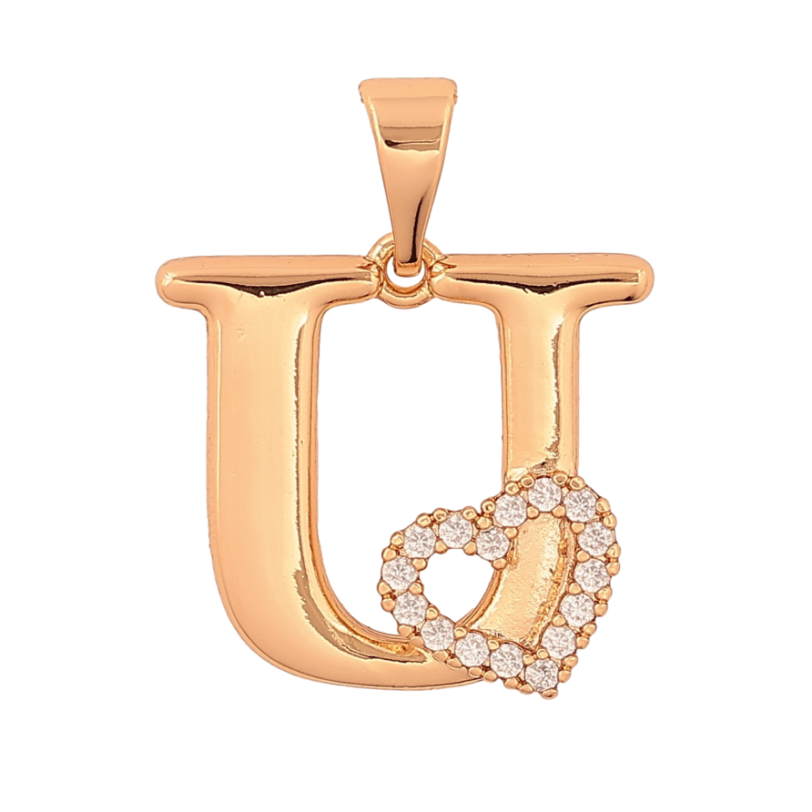 Кулон Xuping цвет Позолота 18K "Буква U с сердечком" для цепочки до 7мм фото №1