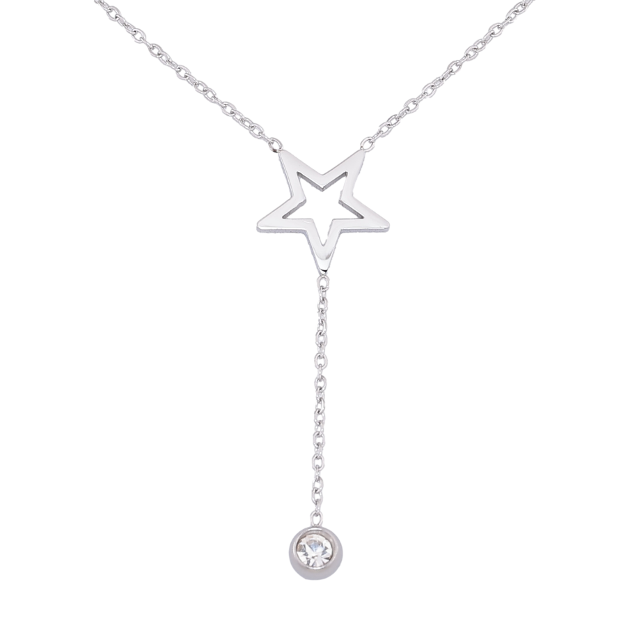 Подвеска на цепочке Xuping ТТМ Stainless Steel цвет Родий "Звезда с кристаллом" длина 45-50см х 1.5мм фото №1