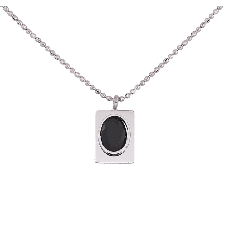Подвеска на цепочке Xuping ТТМ Stainless Steel цвет Родий "Черный кристалл" длина 47-52см х 1мм фото №3 Подвеска на цепочке Xuping ТТМ Stainless Steel цвет Родий "Черный кристалл" длина 47-52см х 1мм фото №3