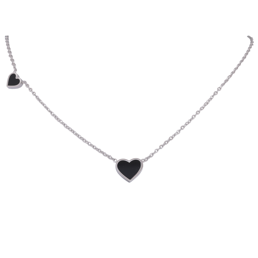 Подвеска на цепочке Xuping ТТМ Stainless Steel цвет Родий "Сердечки" длина 45-50см х 1.5мм фото №1