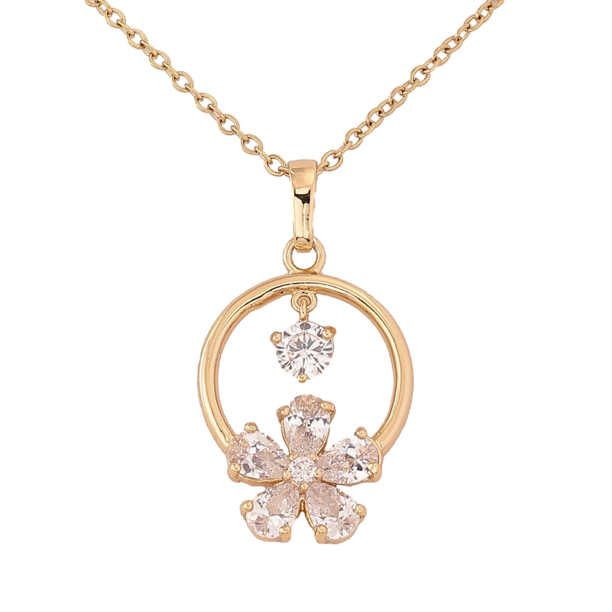 Подвеска на цепочке Xuping цвет Позолота 14K "Колечко с кристальным цветочком" длина 43-53см х 1.5мм фото №1 Подвеска на цепочке Xuping цвет Позолота 14K "Колечко с кристальным цветочком" длина 43-53см х 1.5мм фото №1