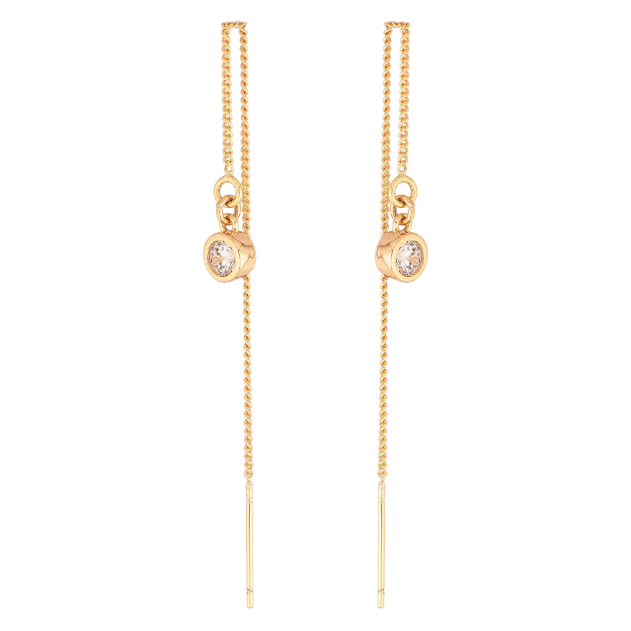 Серьги Xuping M&L цвет 18K протяжки "Кристаллы на цепочках" фото №1 Серьги Xuping M&L цвет 18K протяжки "Кристаллы на цепочках" фото №1