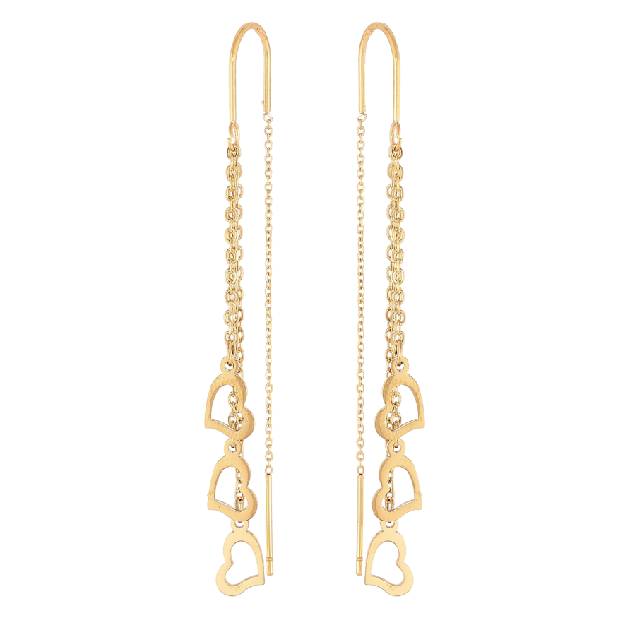 Серьги Xuping TTM Stainless Steel цвет 14К протяжки "Сердечки на цепочках" фото №1 Серьги Xuping TTM Stainless Steel цвет 14К протяжки "Сердечки на цепочках" фото №1