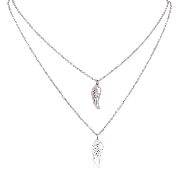 Колье Xuping ТТМ Stainless Steel цвет Родий "Двойная цепочка с крыльями" длинна 40-46см х 1.5мм фото №7 Колье Xuping ТТМ Stainless Steel цвет Родий "Двойная цепочка с крыльями" длинна 40-46см х 1.5мм фото №7