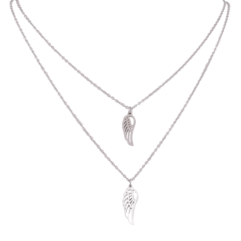 Колье Xuping ТТМ Stainless Steel цвет Родий "Двойная цепочка с крыльями" длинна 40-46см х 1.5мм фото №5 Колье Xuping ТТМ Stainless Steel цвет Родий "Двойная цепочка с крыльями" длинна 40-46см х 1.5мм фото №5