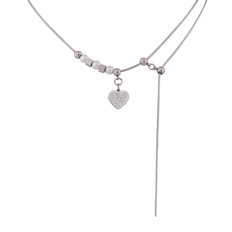 Колье Xuping ТТМ Stainless Steel цвет Родий "Сердечко" длинна 47-51см х 1-2мм фото №2 Колье Xuping ТТМ Stainless Steel цвет Родий "Сердечко" длинна 47-51см х 1-2мм фото №2