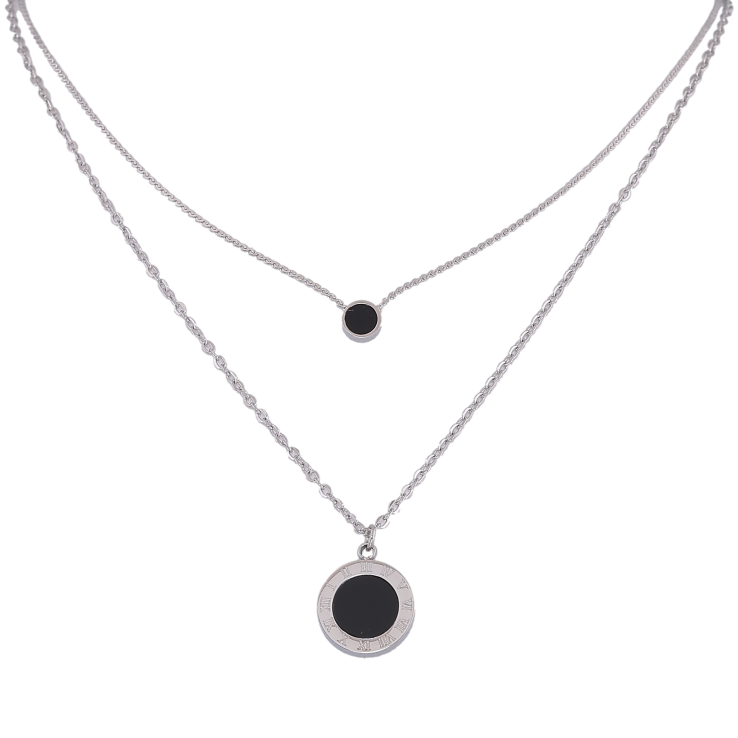Колье Xuping ТТМ Stainless Steel цвет Родий "Циферблат с черным кристаллом" длинна 41-46см х 1-1.5мм фото №14 Колье Xuping ТТМ Stainless Steel цвет Родий "Циферблат с черным кристаллом" длинна 41-46см х 1-1.5мм фото №14