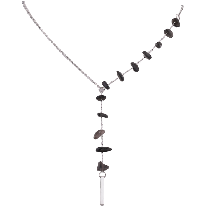 Колье Xuping ТТМ Stainless Steel цвет Родий "Узор с черными бусинами" длинна 45-50см х 1.5мм фото №22 Колье Xuping ТТМ Stainless Steel цвет Родий "Узор с черными бусинами" длинна 45-50см х 1.5мм фото №22