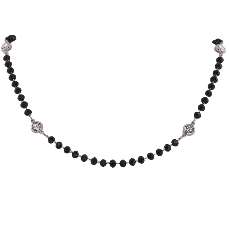 Колье Xuping ТТМ Stainless Steel цвет Родий "Черные бусины с кристаллами" длинна 46-51см х 4-6мм фото №24 Колье Xuping ТТМ Stainless Steel цвет Родий "Черные бусины с кристаллами" длинна 46-51см х 4-6мм фото №24