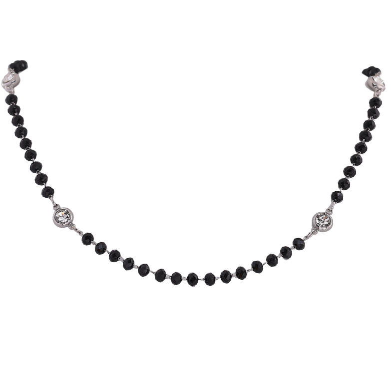 Колье Xuping ТТМ Stainless Steel цвет Родий "Черные бусины с кристаллами" длинна 46-51см х 4-6мм фото №1 Колье Xuping ТТМ Stainless Steel цвет Родий "Черные бусины с кристаллами" длинна 46-51см х 4-6мм фото №1