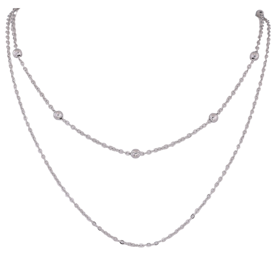 Кольє Xuping ТТМ Stainless Steel колір Родій "Подвійний ланцюжок" довжина 39-44см х 1.5-4мм фото №1 Кольє Xuping ТТМ Stainless Steel колір Родій "Подвійний ланцюжок" довжина 39-44см х 1.5-4мм фото №1