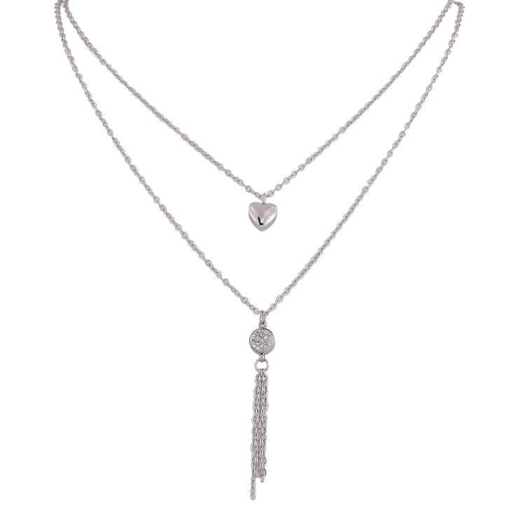 Колье Xuping ТТМ Stainless Steel цвет Родий "Двойная цепочка с подвесками" длинна 40-45см х 1.5мм фото №11 Колье Xuping ТТМ Stainless Steel цвет Родий "Двойная цепочка с подвесками" длинна 40-45см х 1.5мм фото №11