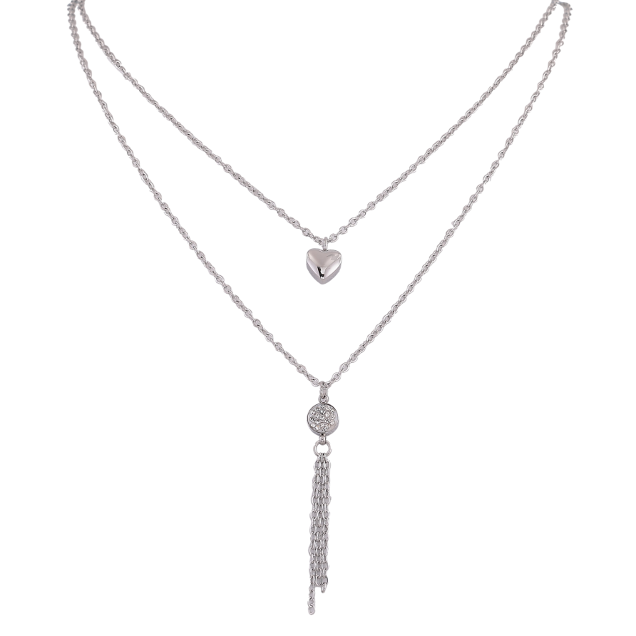 Колье Xuping ТТМ Stainless Steel цвет Родий "Двойная цепочка с подвесками" длинна 40-45см х 1.5мм фото №1 Колье Xuping ТТМ Stainless Steel цвет Родий "Двойная цепочка с подвесками" длинна 40-45см х 1.5мм фото №1
