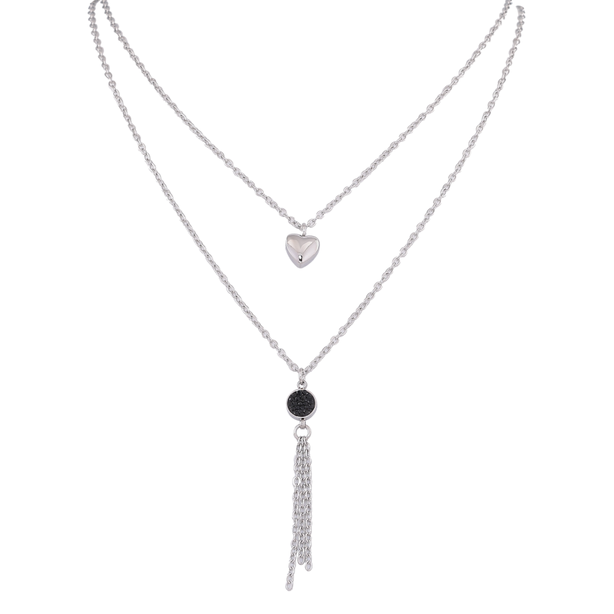 Колье Xuping ТТМ Stainless Steel цвет Родий "Двойная цепочка с подвесками" длина 40-45см х 1.5мм фото №1 Колье Xuping ТТМ Stainless Steel цвет Родий "Двойная цепочка с подвесками" длина 40-45см х 1.5мм фото №1