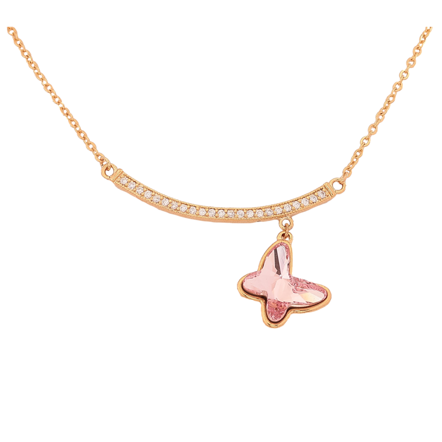 Колье Xuping цвет Позолота 18K с кристаллами Swarovski "Кристальная бабочка Rose" длина 44-48см х 1мм фото №1
