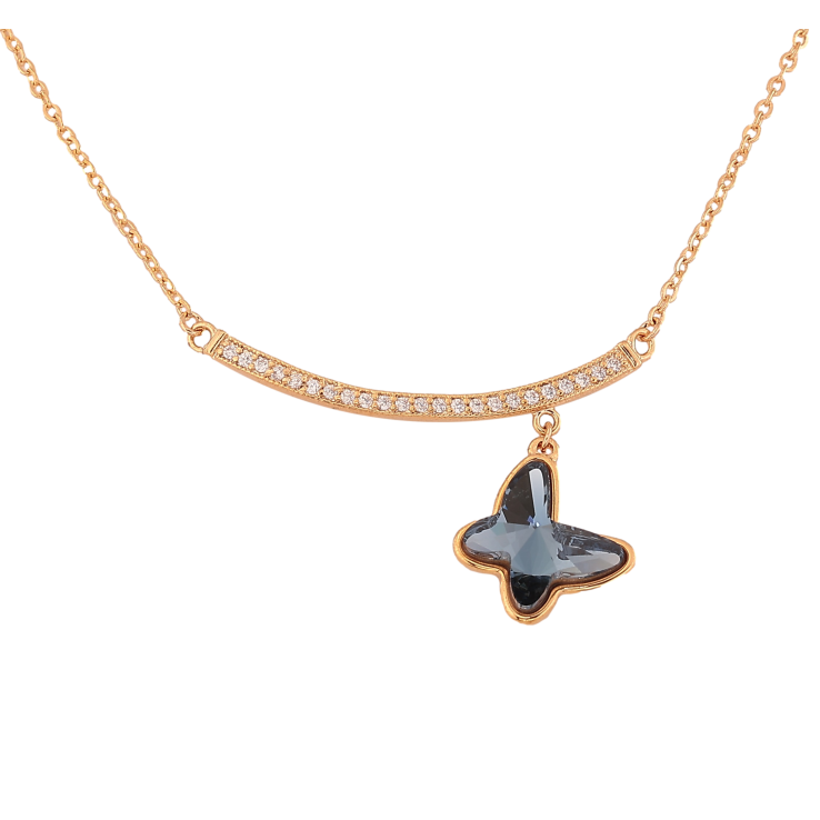 Колье Xuping цвет Позолота 18K с кристаллами Swarovski "Кристальная бабочка Montana" длина 44-48см х 1мм фото №9