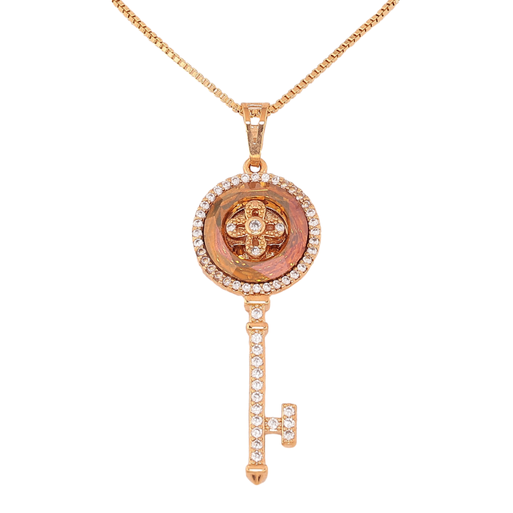 Кулон Xuping 18K с кр-ми Swarovski на цепочке "Ключик с кристаллом Topaz" длина 46см х 1мм фото №14