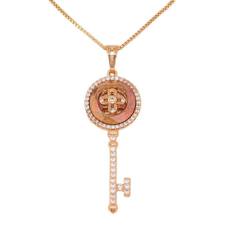 Кулон Xuping 18K з кр-ми Swarovski на ланцюжку "Ключик з кристалом Topaz" довжина 46см х 1мм фото №2