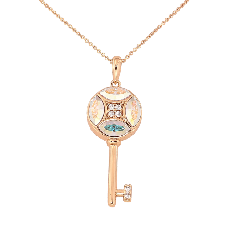 Кулон Xuping цвет 18K с кр-ми Swarovski на цепочке "Ключик с кристаллами АВ" дл. 39-44см х 1мм фото №13