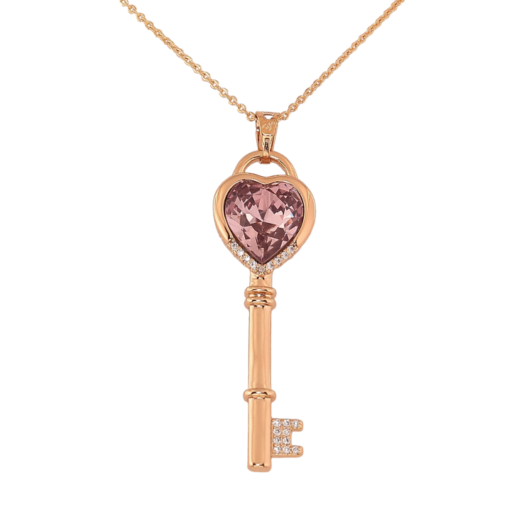 Кулон Xuping цвет 18K с кр-ми Swarovski на цепочке "Ключик с кристаллом Antique Pink" длина 40-44см х 1мм фото №10
