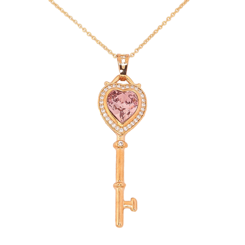 Кулон Xuping колір 18K з кр-ми Swarovski на ланцюжку "Ключик з кристалом Rose" довжина 40-45см х 1мм фото №7