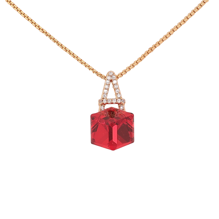 Кулон Xuping цвет 18K с кр-ми Swarovski на цепочке "Буква А с кристальным кубом Siam" длина 39-44см х 1мм фото №18