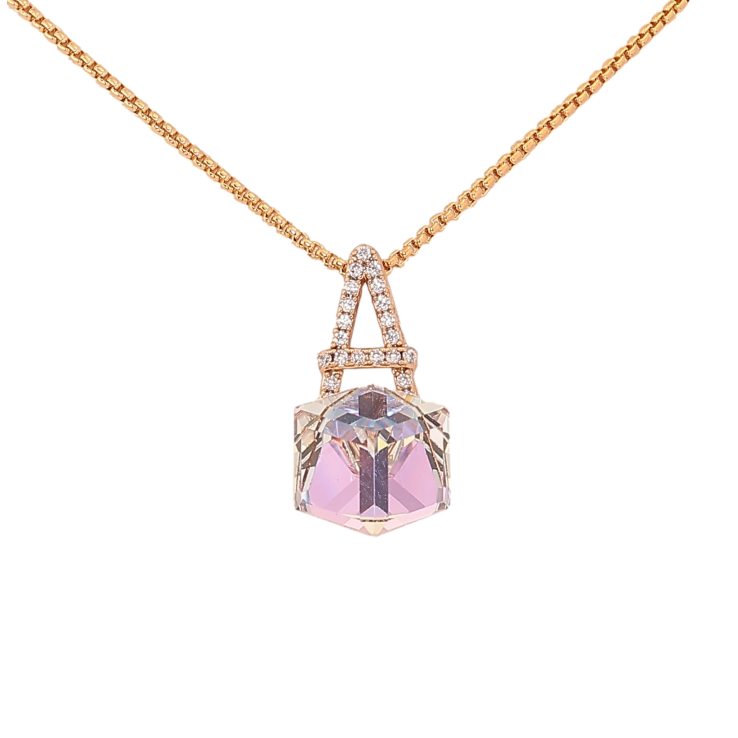 Кулон Xuping цвет 18K с кр-ми Swarovski на цепочке "Буква А с кристальным кубом Smoky Mauve" длина 40-45см х 1мм фото №16