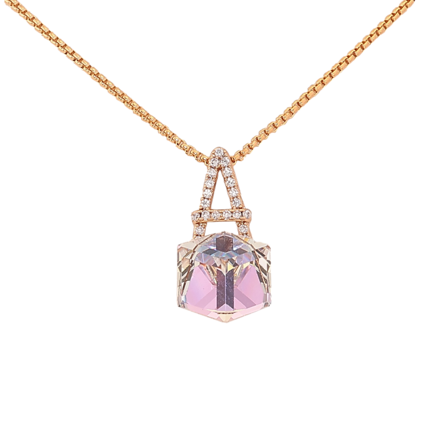 Кулон Xuping колір 18K з кр-ми Swarovski на ланцюжку "Літера А з кристальним кубом Smoky Mauve" довжина 40-45см х 1мм фото №1 Кулон Xuping колір 18K з кр-ми Swarovski на ланцюжку "Літера А з кристальним кубом Smoky Mauve" довжина 40-45см х 1мм фото №1