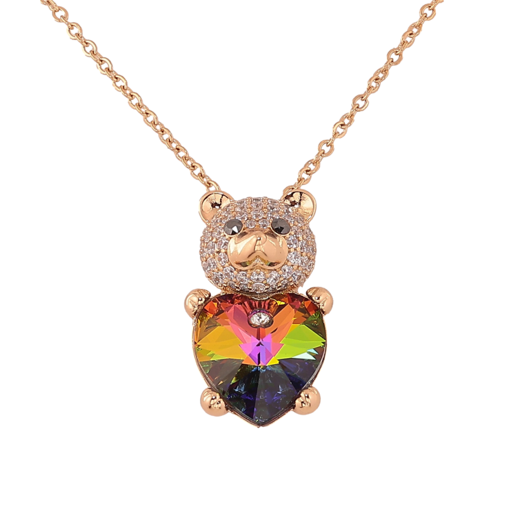 Кулон на цепочке Xuping цвет 18K с кристаллами Swarovski "Мишка с кристальным сердечком Vitrail Medium" длинна 40-45см х 2мм фото №21
