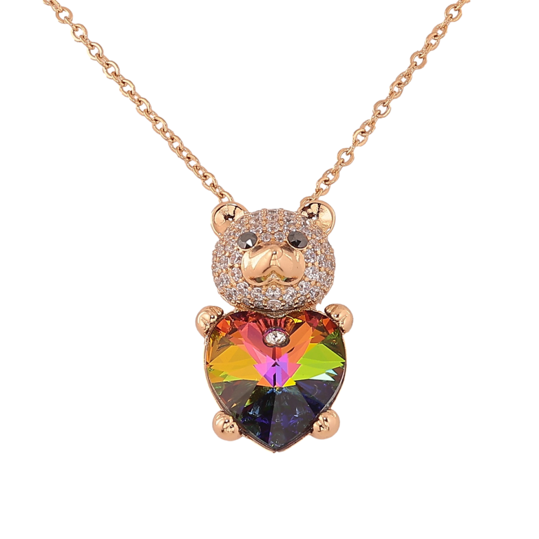 Кулон на ланцюжку Xuping колір 18K з кристалами Swarovski "Ведмедик з кристальним серцем Vitrail Medium" довжина 40-45см х 2мм фото №2 Кулон на ланцюжку Xuping колір 18K з кристалами Swarovski "Ведмедик з кристальним серцем Vitrail Medium" довжина 40-45см х 2мм фото №2