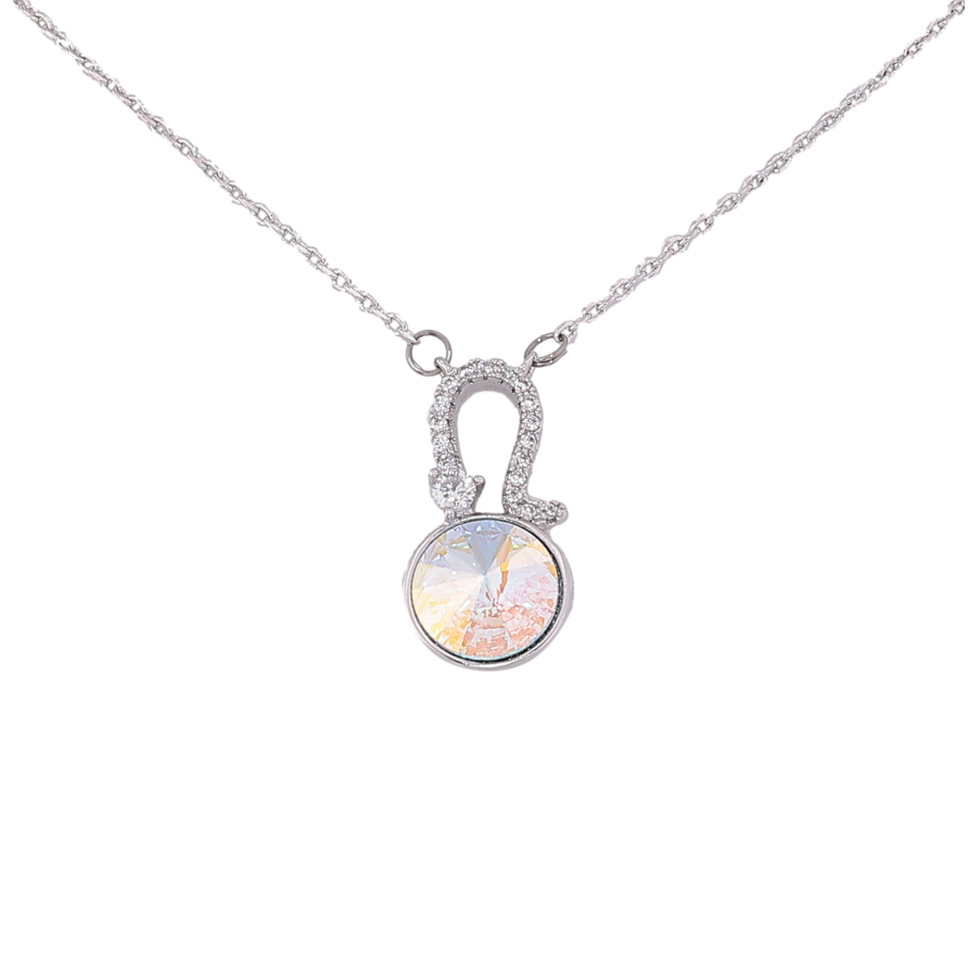 Кулон Xuping цвет Родий с кр-ми Swarovski на цепочке "Кристалл АВ знак Зодиака Лев" дл. 42,5-47см х 1мм фото №1