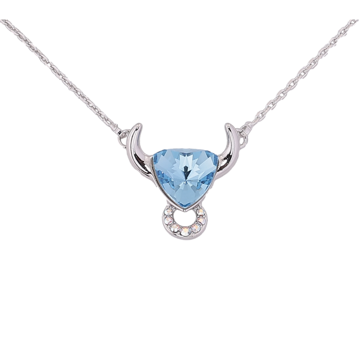 Кулон Xuping цвет Родий с кр-ми Swarovski на цепочке "Телец с кристаллом Aquamarine" дл. 44-49см х 1мм фото №16