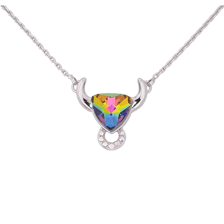 Кулон Xuping цвет Родий с кр-ми Swarovski на цепочке "Телец с кристаллом Vitrail Medium" дл. 44-49см х 1мм фото №17