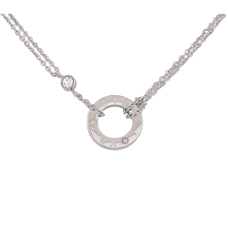 Колье Xuping ТТМ Stainless Steel цвет Родий "Двойная цепочка с колечком Love" длинна 45-51см х 3мм фото №9 Колье Xuping ТТМ Stainless Steel цвет Родий "Двойная цепочка с колечком Love" длинна 45-51см х 3мм фото №9