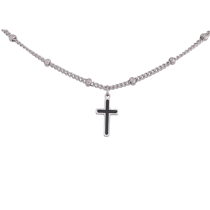 Подвеска на цепочке Xuping ТТМ Stainless Steel цвет Родий "Крестик" длина 45-51см х 2-3мм фото №1