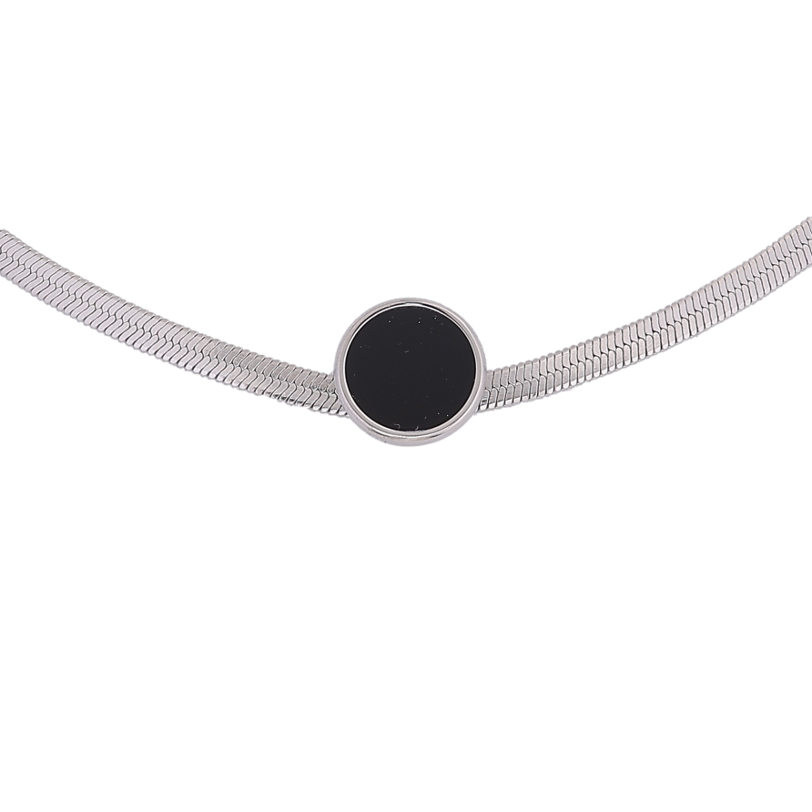 Подвеска на цепочке Xuping ТТМ Stainless Steel цвет Родий "Круг с черной вставкой, ø 12мм" длина 46-51см х 3мм фото №1 Подвеска на цепочке Xuping ТТМ Stainless Steel цвет Родий "Круг с черной вставкой, ø 12мм" длина 46-51см х 3мм фото №1